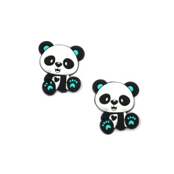 Figurină din cauciuc 26x30x2,5 mm panda culoare alb și negru - 10 bucăți