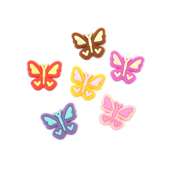 Rubber Butterfly Cutout, 31x27x2.5 mm, Color: MIX - 10 pieces