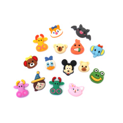 Rubber Figures, 18~33x16~29x4.5~9 mm, Assorted Animals, MIX Colors - 10 Pieces