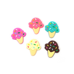 Rubber Figure, 28x31x3 mm, Ice Cream, MIX Colors - 10 Pieces