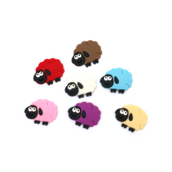 Rubber Figure, 35x28x3.5 mm, Sheep, MIX Colors - 10 Pieces