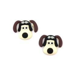 Rubber Figurine, 28x24x4 mm, Pilot Dog - Set of 10