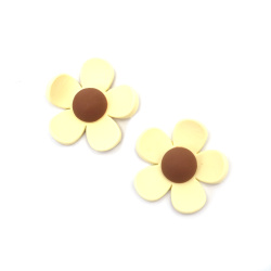 Rubber Figurine, 43x41x8 mm, Flower, Cream - Set of 10