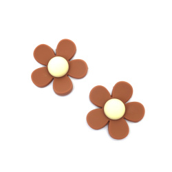 Rubber Figurine, 43x41x8 mm, Flower, Brown - Set of 10