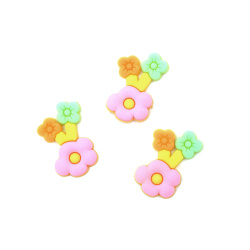 Rubber Figurine, 19x30x3 mm, Flowers - Set of 10