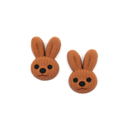 Rubber Figurine, 18x27x6 mm, Rabbit, Brown - Set of 10