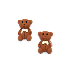 Rubber Figurine, 16x25x6 mm, Bear with Bow Tie, Brown - Set of 10