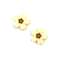 Rubber Figurine, 25x24x3 mm, Flower, Cream - Set of 10