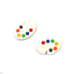 Rubber Figurine, 24x17x3 mm, Palette, White - Set of 10