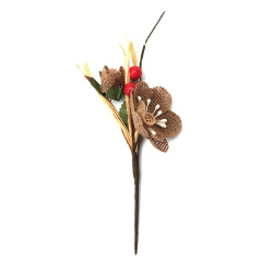 Burlap Flower for Decoration,  Suitable for Boutonniere / 45x170 mm - 1 piece