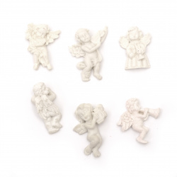 Figurine polyresin angel musician 28 ± 36x16 ± 30x6 ± 13 mm color white assorted - 2 pieces