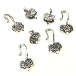 Clasp two parts heart Jewellery Making25x8 mm color silver -5 sets