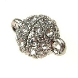 Shamballa-Type Magnetic Clasp, 14x9 mm, Silver