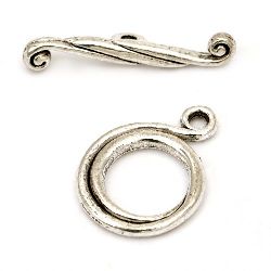 Metal clasp two parts Jewellery Making11x24 mm 31x5x6 mm hole 2 mm color old silver -4 sets