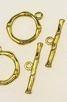 Metal clasp two parts circle 17x20.5 mm, 26x6.5 mm hole 2 mm color gold -5 sets