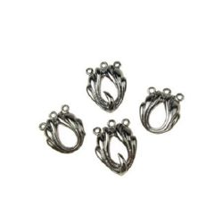 Two-piece Metal Clasp  for Jewelry Making / 32x16 mm, 3 Holes: 1.5 mm / Graphite -1 set