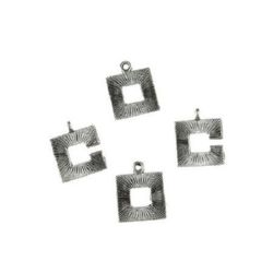 Metal Two-piece Square Clasp / 19x15x1.5 mm, Hole: 1 mm, Old Silver - 2 sets