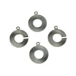 Metal Two-piece Round Clasp /  24x20x1 mm, Hole: 1.5 mm / Silver  - 4 sets
