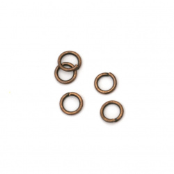 Metal Open Split Ring for DIY Key-chains, Bracelets, Charms / 5x0.9 mm / Antique Copper - 200 pieces