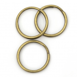 Metal Rings with Double Loops for Key chains, Macrame, Jewelry /  20x1.4 mm / Antique Bronze - 20 pieces