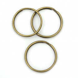 Inel metalic cu două spire 25x1,5 mm pentru breloc culoare bronz antic -10 bucăți