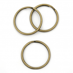 Double Metal Rings for Key-chains / 30x1.95 mm / Antique Bronze color - 10 pieces