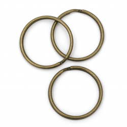 Inel metalic cu două spire 35x2 mm pentru breloc culoare bronz antic -10 bucăți