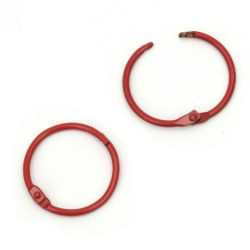 4Pcs Red Colored Loose Leaf Binder Rings for Album Book, Scrapbooking & Key Chains, Size: 30 mm, lockable, with slip on closure