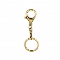 Carabiner and Ring for Keys with Chain / 66x30 mm / Antique Bronze