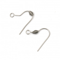 Fish Hook Earring Making Metal 201 stainless 20x20x0.8 mm hole 2 mm color silver -10 pieces