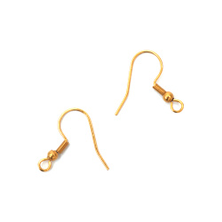 Fish Hook Earring Making Metal 18x18 mm hole 2 mm color gold pink -50 pieces