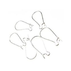 Fish Hook Earring Making Metal 24x11 mm color white -50 pieces