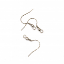 Fish Hook Earring Making Stee; 20x19x3 mm hole 2 mm color silver -10 pieces