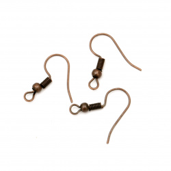 Fish Hook Earring Making Metal 19x18 mm color copper -50 pieces
