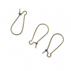 Fish Hook Earring Making Metal 24x11 mm color antique bronze -50 pieces