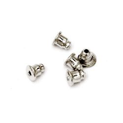 Earring screw 5x5 mm hole 1 mm color silver -50 pieces