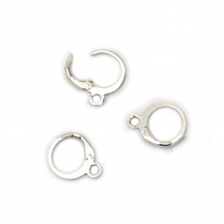 Fish Hook Earring Making Metal 15x12x0.5 mm hole 2 mm with closure color silver -10 pieces