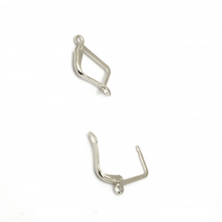 Metal Earring Hooks / 13x9 mm /  Hole: 1 mm / Silver - 10 pieces