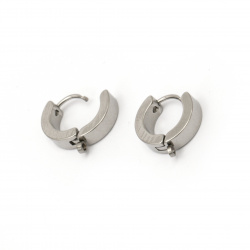 Round Lever-back Earring Connector / 15x4x2 mm, Hole: 1 mm / Silver - 2 pieces
