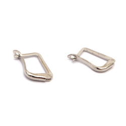 Lever Back Earring Hook with Closure / 14x9 mm / Color: Silver - 10 pieces