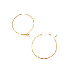 Steel Earring Findings with 30 mm Open Hoop, Gold Color - 4 Pieces