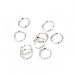 Metal Jump Ring / 8x0.9 mm /  Color: White - 200 pieces