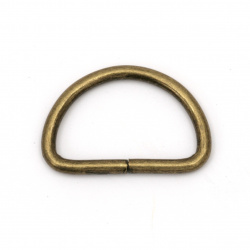 Semi-Circular Ring for DIY Accessories / Inner Diameter:  25x15x2.8 mm / Antique Bronze - 20 pieces