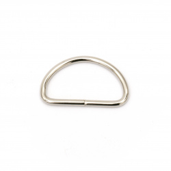 Metal Semi-Circular Ring / Inner Diameter / 32x17x2.8 mm / Silver color - 10 pieces
