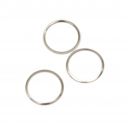 Steel Ring, 20x1 mm, Unperforated, Silver Color - Pack of 10