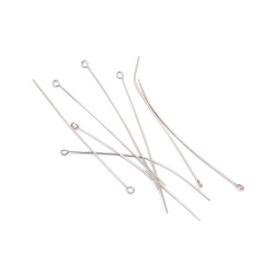 Metal Eye Pin Connecting Element for Jewelry Making / 70x0.7 mm - 10 grams ±40 pieces
