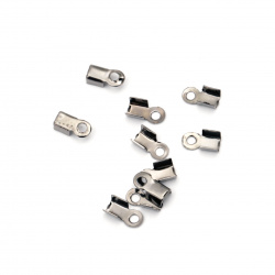 Fold-Over End Caps / 3x6 mm /  Silver - 50 pieces