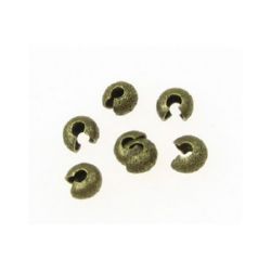 Butuc metalic cu închidere stopare  3,2x2,2 mm gaură 1,2 mm culoare bronz antic - 20 bucăți