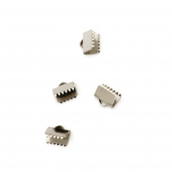 Steel Pinch Crimp Ends / 8.5x8x5 mm, Hole: 3x1.5 mm / Silver - 10 pieces