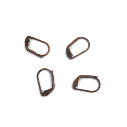Vârf cercei metalic 7x14 mm cu închidere culoare cupru antic - 10 bucăți
